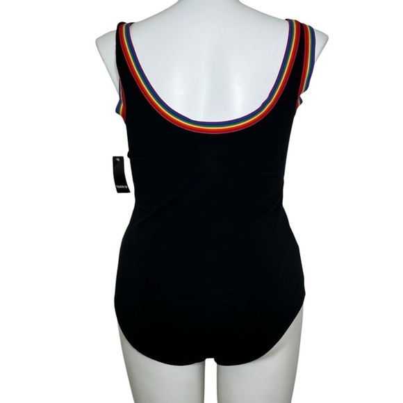 Torrid Black Bodysuit with Rainbow Trim NWT 0 Large - Picture 2 of 5